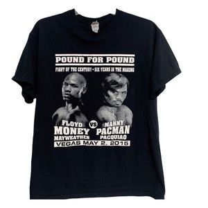 GILDAN Heavy Duty Floyd Mayweather Manny Pacquiao 2015 T-Shirt Sz Medium Cotton